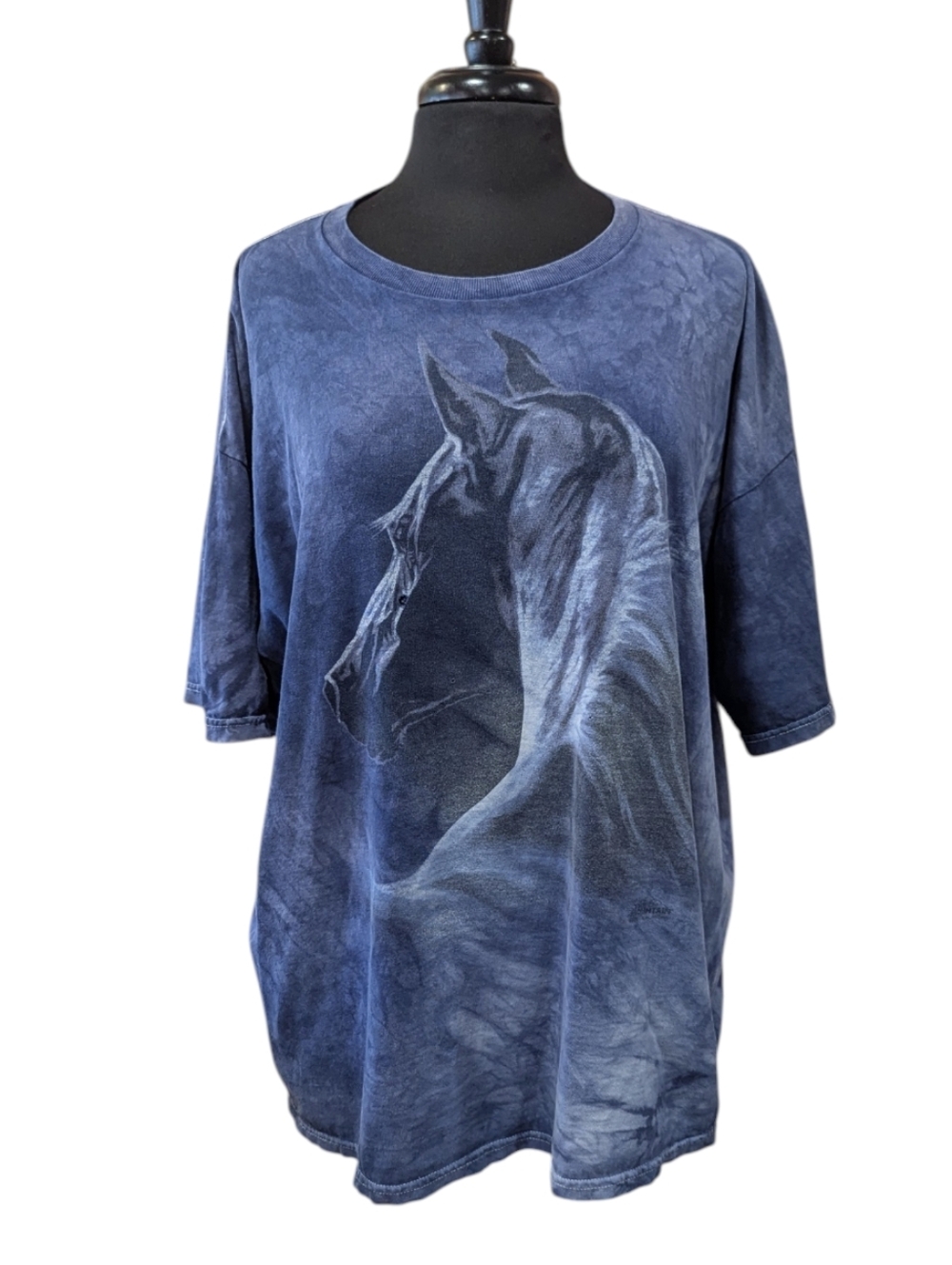 Thrashed Vintage The Mountain Blue Horse Graphic Short Sleeve Tee Boxy T-shirt